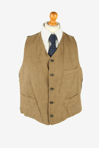 Vintage Waistcoat Gilet Plain Vest Button Up Retro 90s Brown Size M