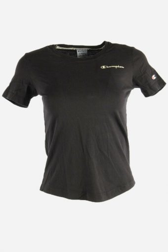 Women Champion T-Shirt Tee Short Sleeve Sports Vintage 90s Black Size XS