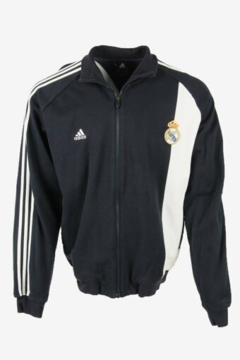 Adidas Track Top Jacket Real Madrid Full Zip Pockets Retro 90s Navy XL