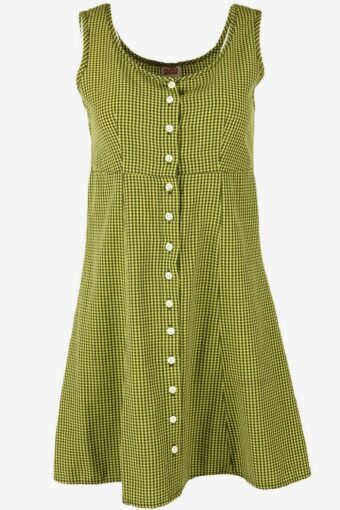 C&A Vintage Mini Check Dress Button Down Summer Retro 90s Lemon Size S