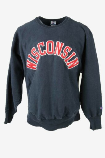 Champion Sweatshirt Vintage Wisconsin University Crew Neck 90s Navy XL