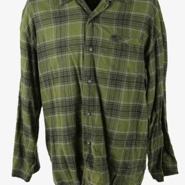Eddie Bauer Flannel Shirt Check Vintage Long Sleeve 90s Green Size XL