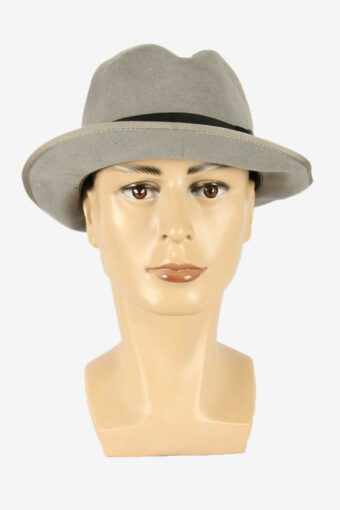 Felt Trilby Hat Vintage Country Style Retro 90s Grey Size 57 cm