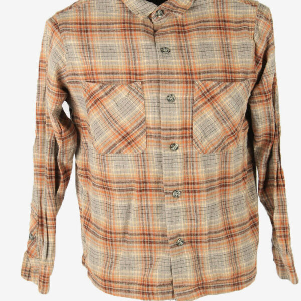 Flannel Shirt Vintage Check Long Sleeve Button 90s Cotton Multi Size S