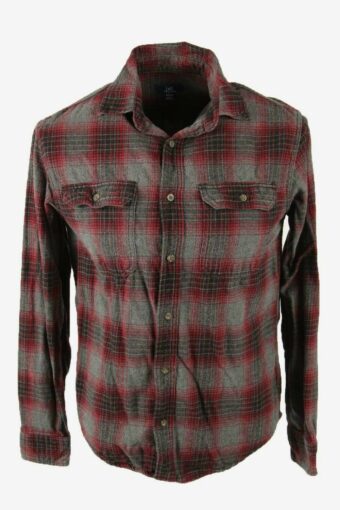 Flannel Shirt Vintage Check Long Sleeve Button 90s Multicoloured Size S