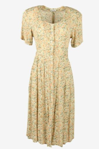 Floral Maxi Dress Vintage Button Down Summer Elegant 90s Size 36