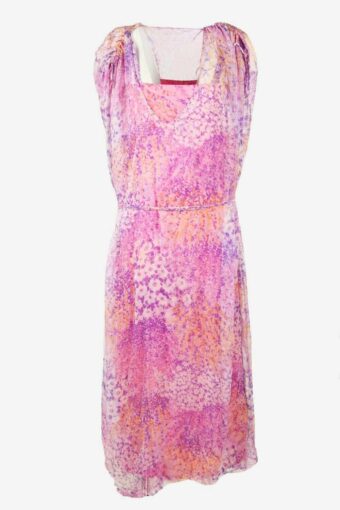 Floral Maxi Dress Vintage Square Neck Lined Retro 90s Pink Size UK 8/10