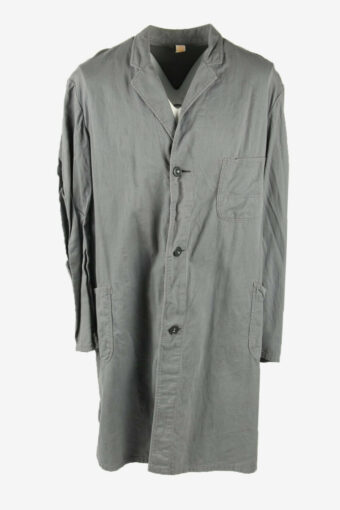 French Work Coat Vintage Long Sleeve Casual Smart Button Up Grey Size XXL