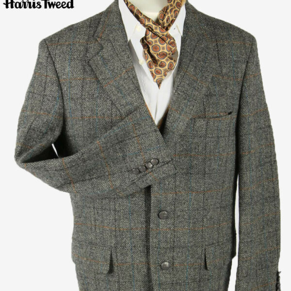 Harris Tweed Vintage Blazer Jacket Windowpane Country  Grey Size L