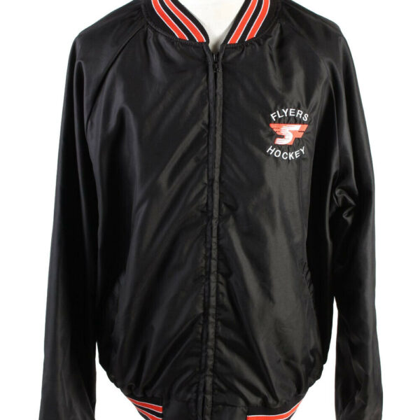 K1 Sportswear Baseball College Satin Bomber Jacket Vintage XL Black