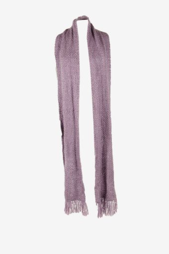 Knitted Winter Scarf Vintage Handmade Neck Warmer Soft 70s Retro Purple