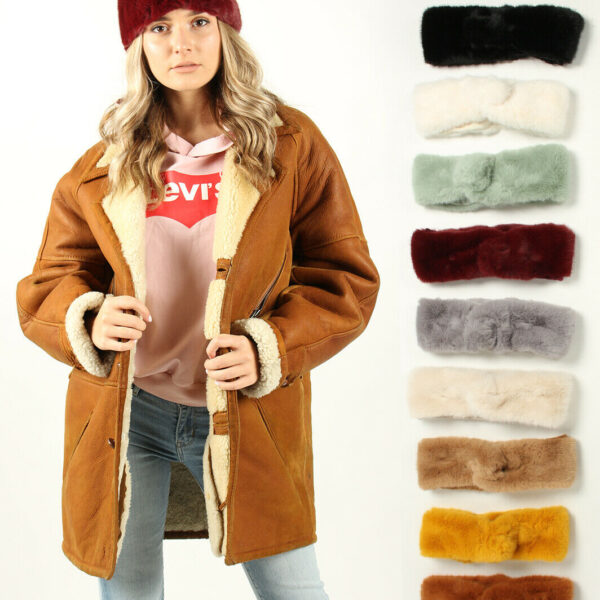 Ladies Luxury Faux Fur Russian Fluffy Hat Headband Winter Earwarmer Hat Ski