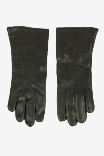 Ladies Vintage Leather Gloves Lined Warm Winter Casual Retro Black Size M
