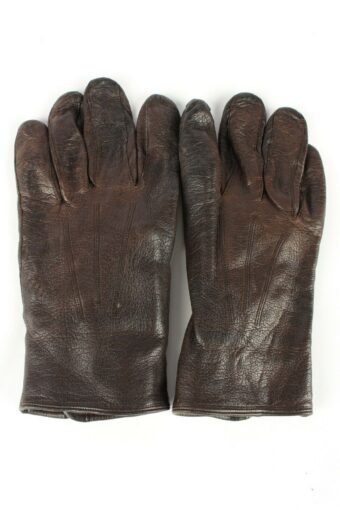 Leather Gloves Lined Vintage Mens Size L Brown