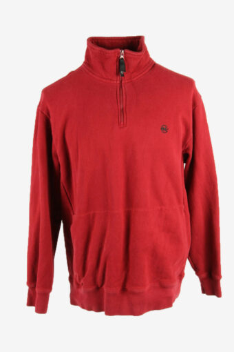 Nautica Vintage Sweatshirt Half Zip Collared Retro 90s Red Size XL