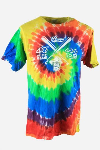 Rainbow Tie Dye T-Shirt Retro 90s Music Festival Hipster Men Multi Size L
