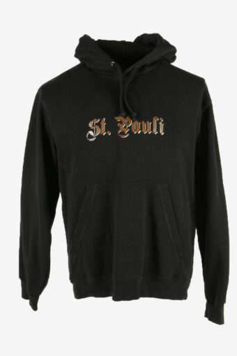 ST. Pauli Print Hoodies Vintage Pocket Sportswear 90s Black Size L