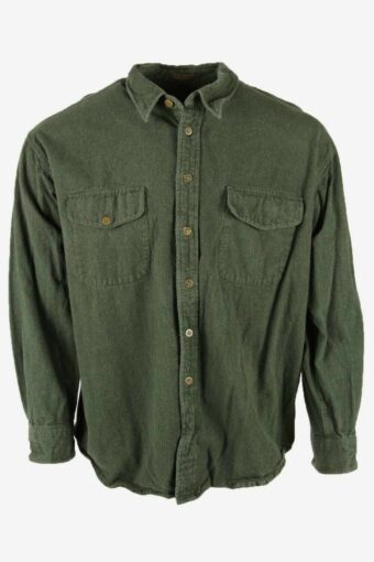 St Johns Bay Flannel Shirt Plain Vintage Long Sleeve 90s Khaki Size XL
