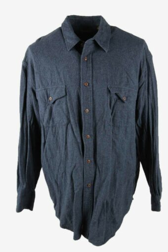 St Johns Bay Flannel Shirt Plain Vintage Long Sleeve 90s Navy Size XL