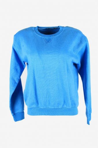 Vintage 90s Sweatshirt Plain Pullover Sports Retro Blue Size M