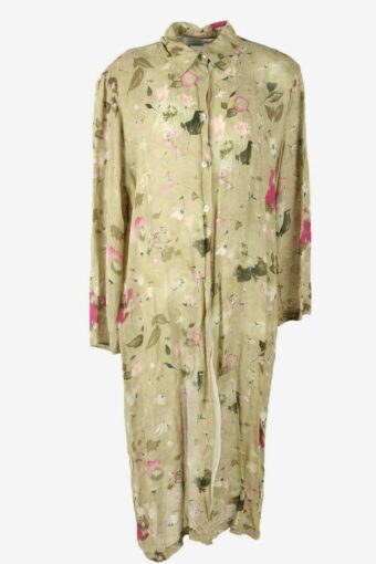 Vintage Floral Midi Dress Collared Button Down Retro 90s Size UK 22