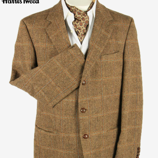 Vintage Harris Tweed Blazer Jacket Windowpane Country Brown Size XXL