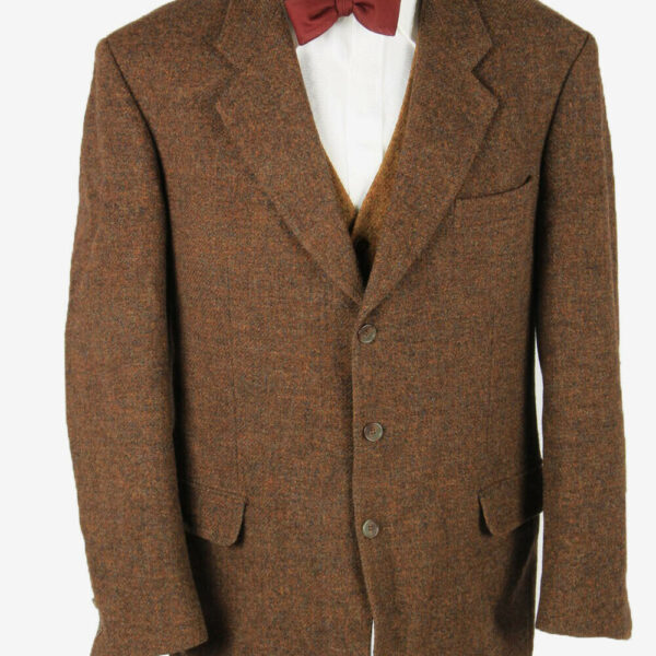 Vintage Harris Tweed Blazer Jacket Wool Check Country Weave Brown Size XL