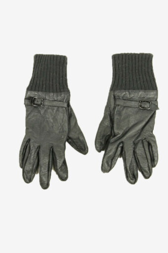 Vintage Leather Gloves Genuine Lined Warm Winter Elegance 90s Grey Size M