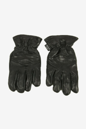 Vintage Leather Gloves Lined Soft Smart Winter Retro 90s Black Size L