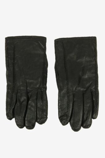 Vintage Leather Gloves Lined Soft Smart Winter Retro 90s Black Size XL