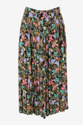 Vintage Long Skirt Floral Elasticated Waist Lined Retro 90s Size UK 10
