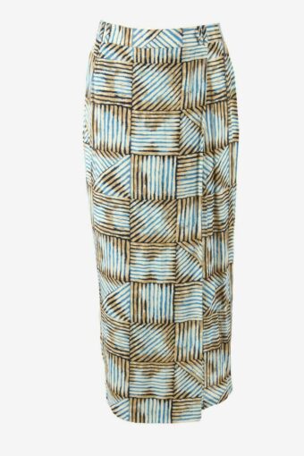 Vintage Long Skirt Geometric Lined Retro 90s Multicoloured Size UK 12