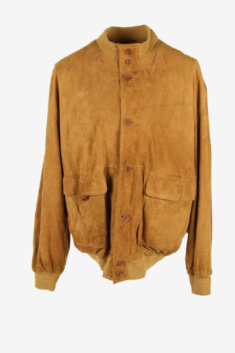 Vintage Suede Bomber Jacket Button Up Country Retro 80s Camel Size XXL