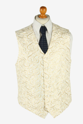 Vintage Waistcoat Gilet Embroidered Vest Button Up 90s White Size XL – C3360