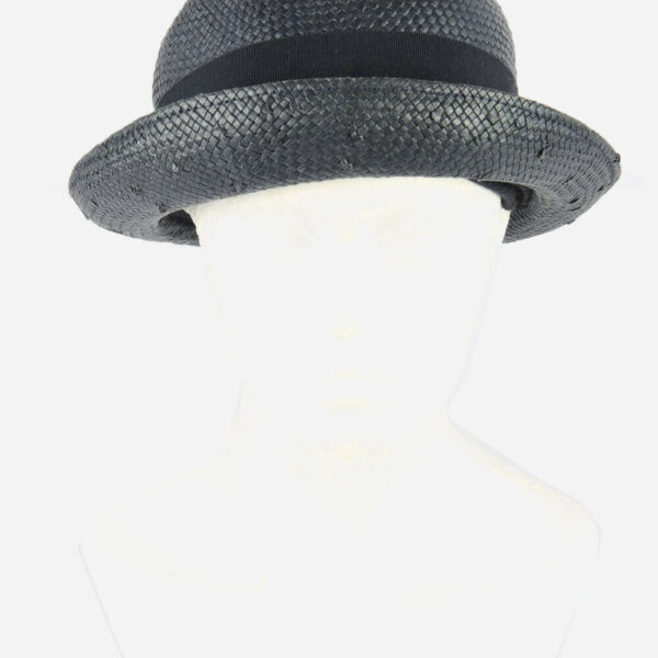 Women Ladies Straw Hat With Bow Summer Sun 90s Retro Black Size 57 cm