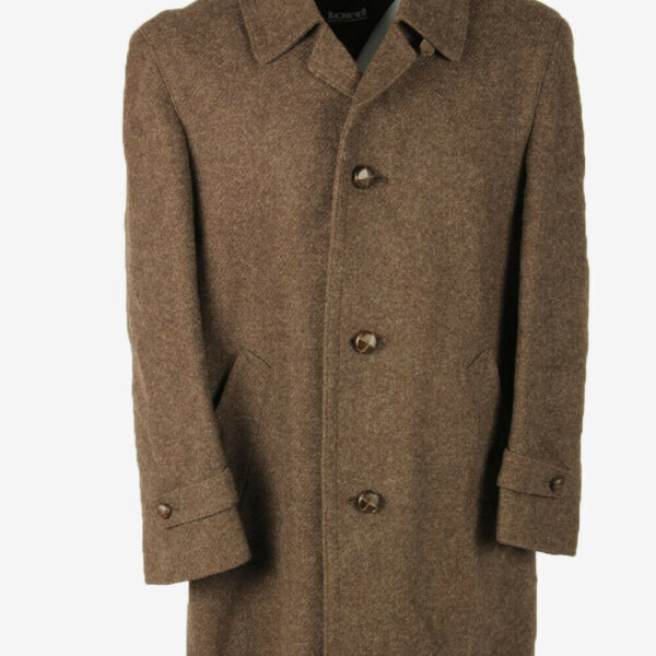 Wool Vintage Coat Jacket Casual Warm Winter Coat Brown Size XL