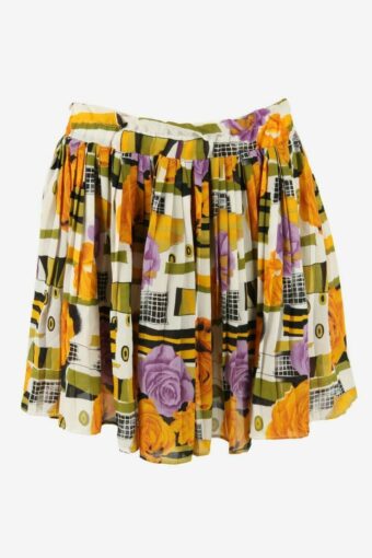Wrap Vintage Mini Skirt Floral Elasticated Waist Retro 90s Size UK 14