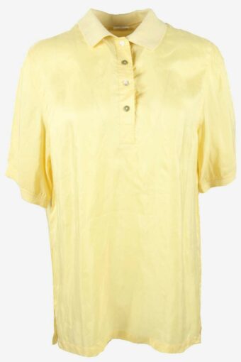 90s Bright Yellow IKE Behar Silk Shirt  Blouse Unisex Size 10