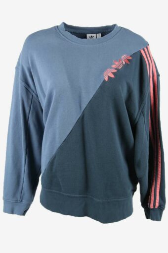 Adidas Sweatshirt Top Vintage Pullover 3 Striped 90s Navy Size UK 22