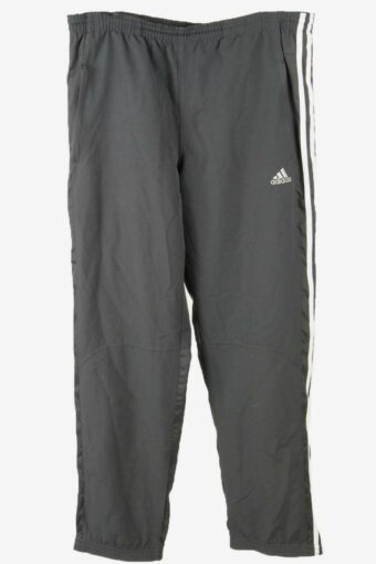 Adidas Track Pants Bottom Vintage 3 Stripes Lined Pockets 90s Charcoal M