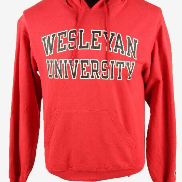 Champion Hoodie Vintage Wesleyan University Pullover Retro 90s Red S
