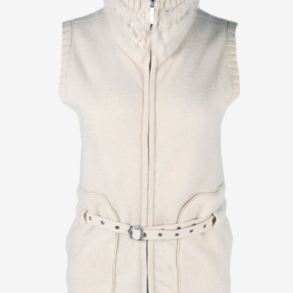 Christian Dior Women’s Wool/Cashmere Gilet Fur Neck Vest Ecru Size 8