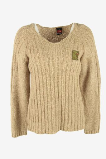 Diesel Plain Sweater Vintage Jumper Round Neck Warm Beige Size M