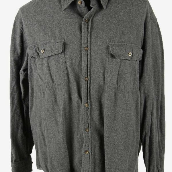 Faded Glory Flannel Shirt Plain Vintage Oversized 90s Grey Size 2XL
