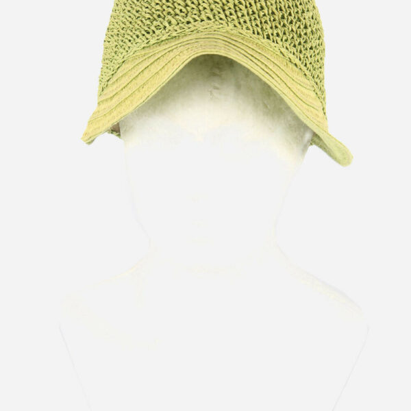 Foldable Women Straw Hat Sun Bowknot Travel Beach 80s Green Size 56 cm