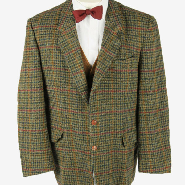 Harris Tweed Vintage Blazer Jacket Windowpane Country Green Size XL