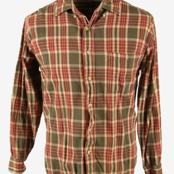 Ivy Crew Flannel Shirt Check Vintage Long Sleeve 90s Retro Size M