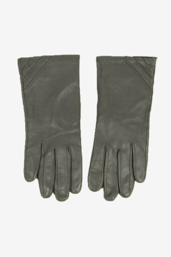 Ladies Vintage Leather Gloves Genuine Lined Warm Winter 90s Grey Size XS