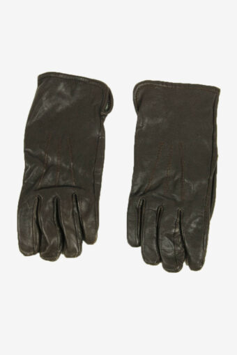 Leather Gloves Vintage Lined Warm Winter Casual Retro 80s Brown Size S