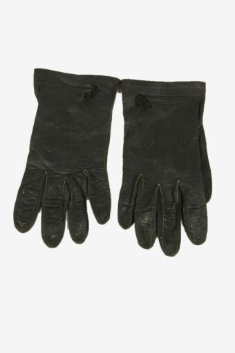 Leather Gloves Vintage Lined Warm Winter Elegance Retro 80s Black Size M
